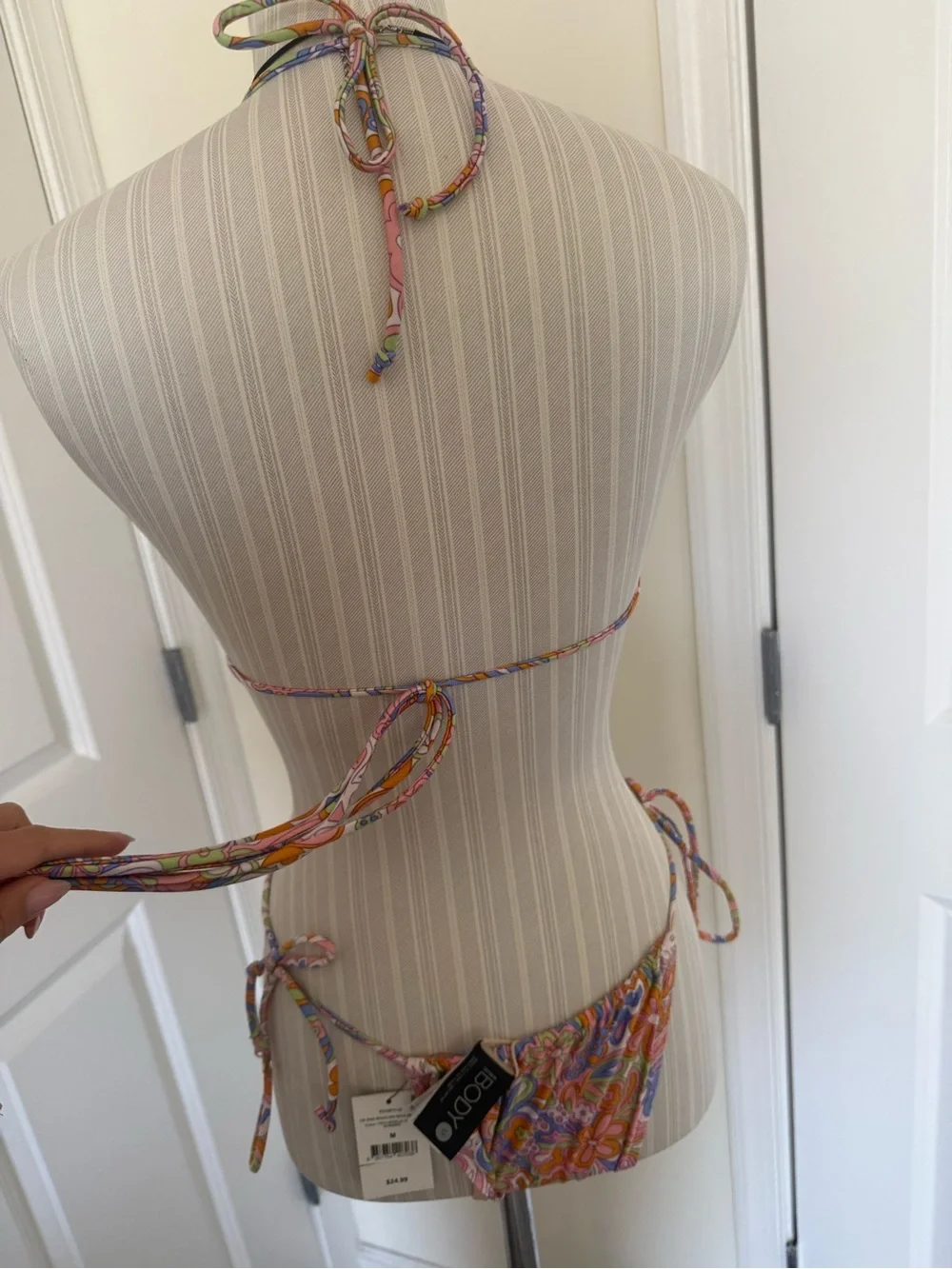 Floral Paisley String Bikini Set - Pink Multi